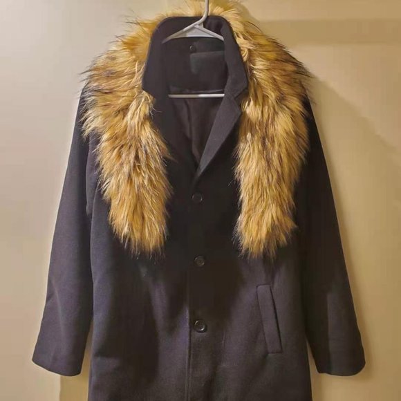 Patchwork Notched Lapel Men's Slim Coat Size M - Picture 1 of 6